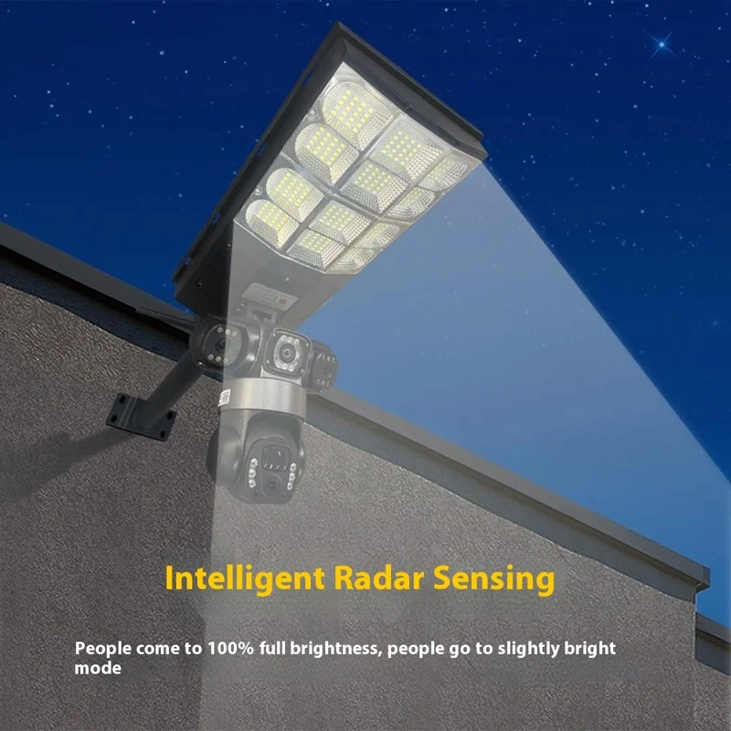 LD002 V380 Outdoor Solar Security Camera with Street Light 3 Screens Wireless Monitoring System - WiFi / US Plug