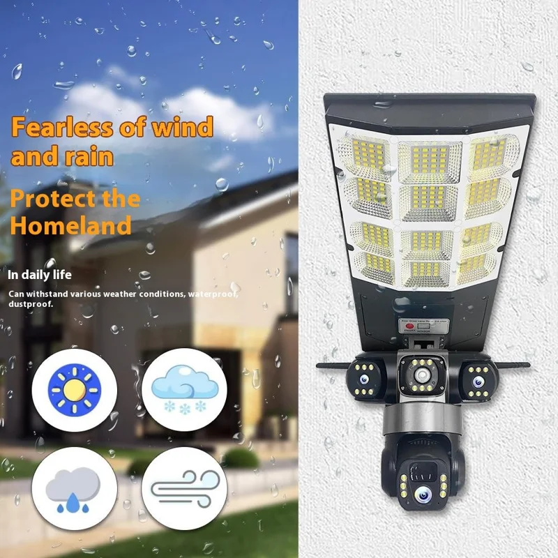 LD002 V380 Outdoor Solar Security Camera with Street Light 3 Screens Wireless Monitoring System - WiFi / US Plug