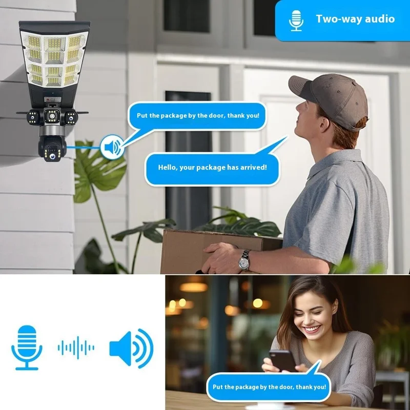 LD002 V380 Outdoor Solar Security Camera with Street Light 3 Screens Wireless Monitoring System - WiFi / US Plug