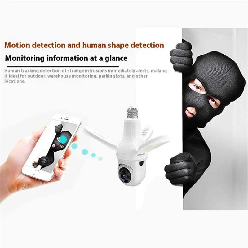 Q28-L 3-Blade Light Indoor Security 100W Pixel Pan Tilt Camera Two-Way Audio Baby Elder Monitor - WiFi / US Plug