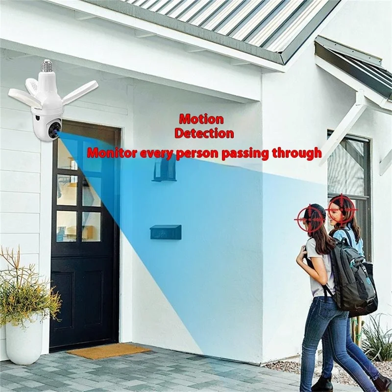 Q28-H 3MP Indoor Security Camera 3-blade Ceiling Light Motion Detection Pan Tilt Wireless Monitor for Baby Elder - WiFi Version / US Plug