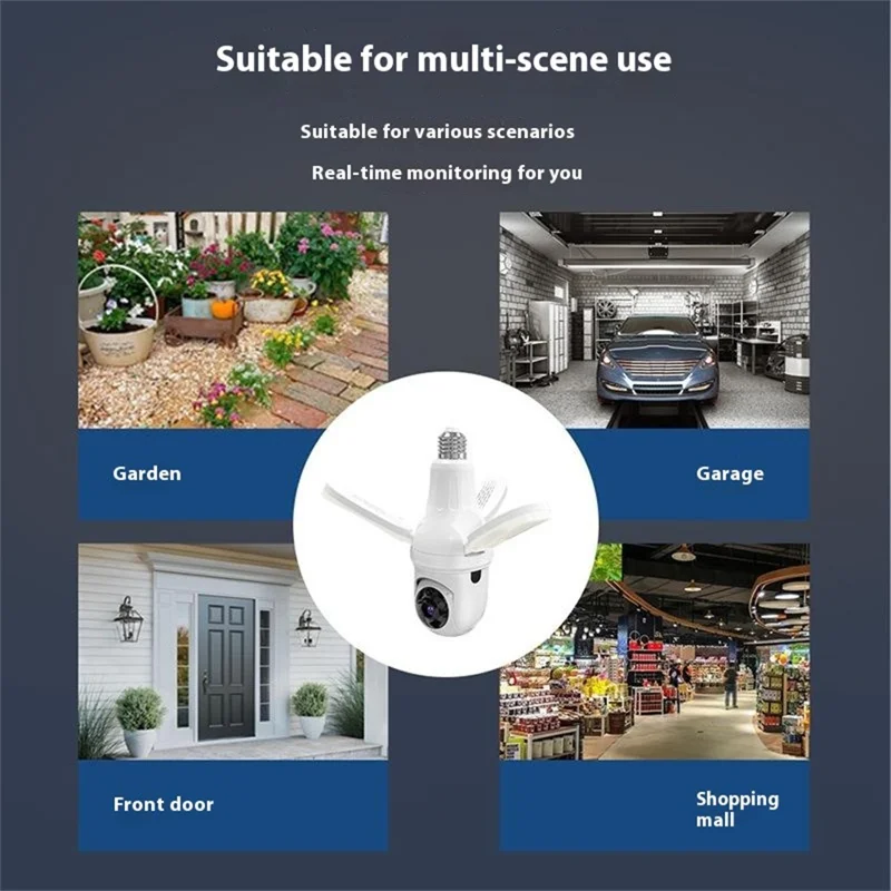 Q28-H 3MP Indoor Security Camera 3-blade Ceiling Light Motion Detection Pan Tilt Wireless Monitor for Baby Elder - WiFi Version / US Plug
