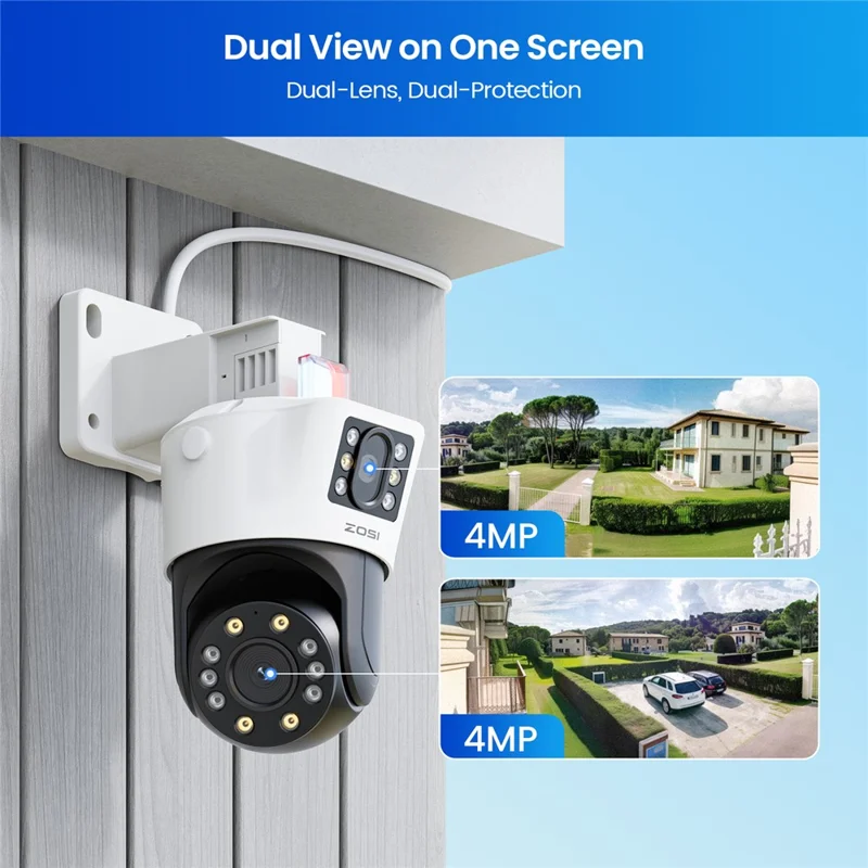 ZOSI C298 4K Dual Lens PoE Security Camera System 4 x 8MP Cameras Person / Vehicle Detection 8CH NVR with 2TB HDD - EU Plug