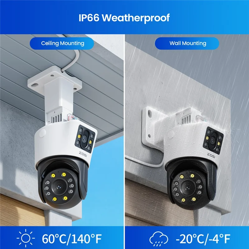 ZOSI C298 4K Dual Lens PoE Security Camera System 4 x 8MP Cameras Person / Vehicle Detection 8CH NVR with 2TB HDD - EU Plug