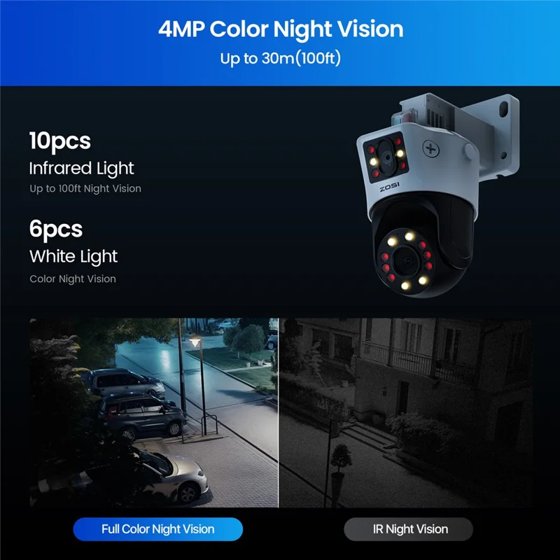 ZOSI C298 4K Dual Lens PoE Security Camera System 4 x 8MP Cameras Person / Vehicle Detection 8CH NVR with 2TB HDD - EU Plug
