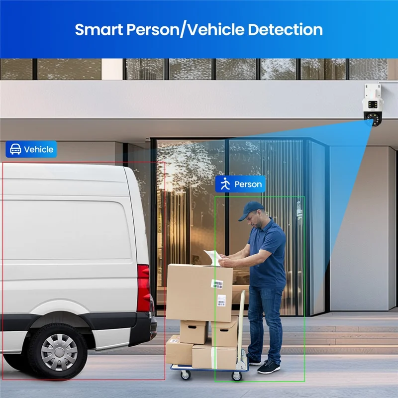 ZOSI C298 4K Dual Lens PoE Security Camera System 4 x 8MP Cameras Person / Vehicle Detection 8CH NVR with 2TB HDD - EU Plug