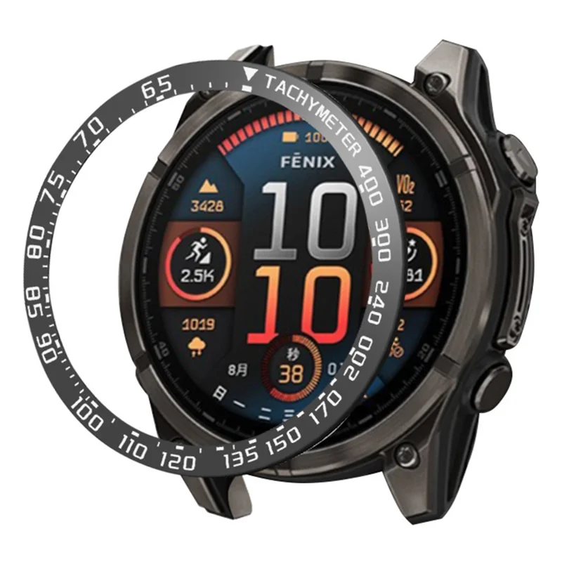For Garmin Fenix 8 51mm / Tactix 8 51mm Stainless Steel Tachymeter Bezel Smart Watch Protective Ring - Black / White