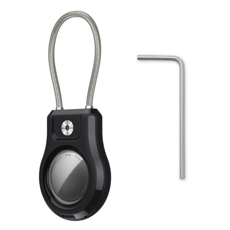 Funda protectora para Apple AirTag Tracker inteligente, resistente al agua, con correa de acero inoxidable / tornillos / herramienta - Negro