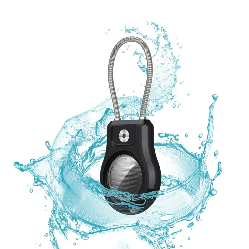 Funda protectora para Apple AirTag Tracker inteligente, resistente al agua, con correa de acero inoxidable / tornillos / herramienta - Negro