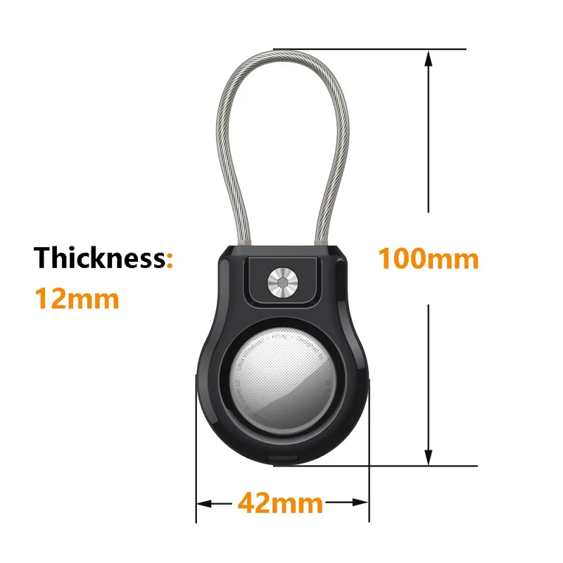 Funda protectora para Apple AirTag Tracker inteligente, resistente al agua, con correa de acero inoxidable / tornillos / herramienta - Negro