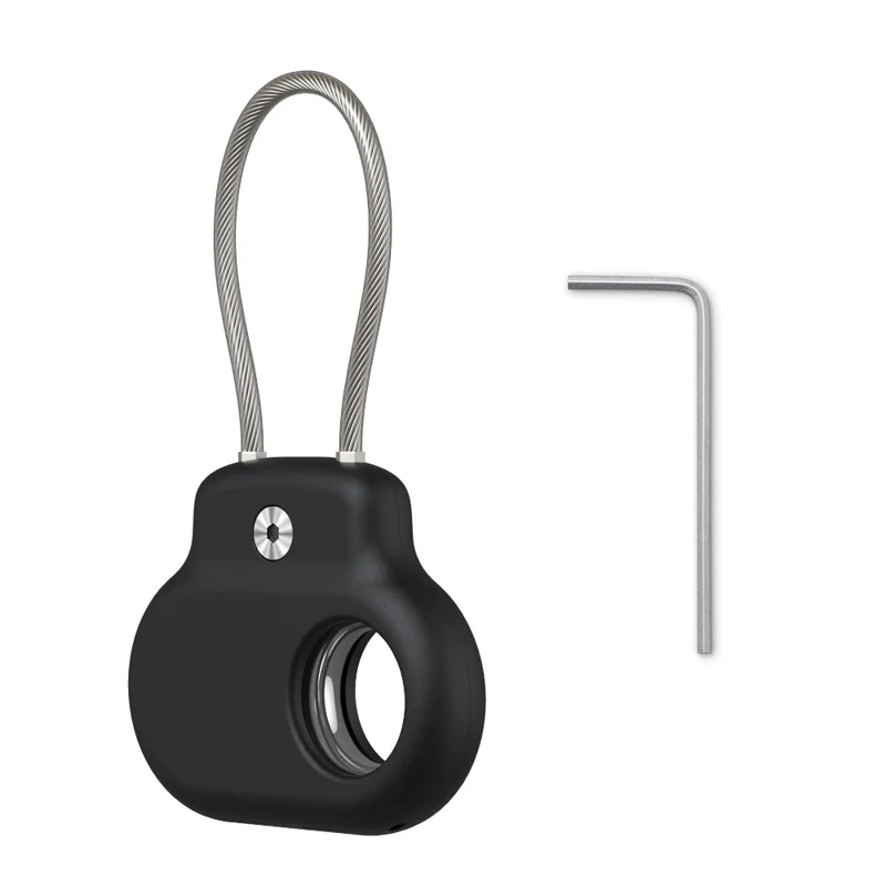 For Samsung Galaxy SmartTag2 / SmartTag Protective Case Silicone Cover with Steel Wire Tracking Device Accessories - Black