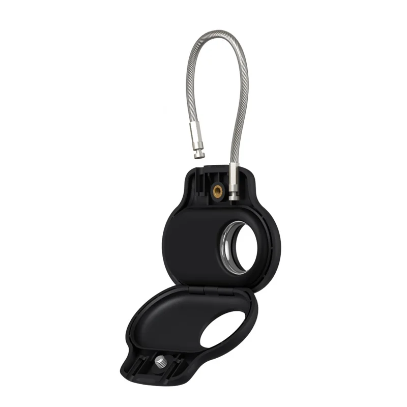 For Samsung Galaxy SmartTag2 / SmartTag Protective Case Silicone Cover with Steel Wire Tracking Device Accessories - Black