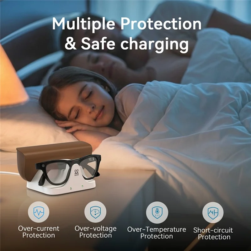 قاعدة شحن مغناطيسية AMVR CD3 2 في 1 بدون محول، شاحن سريع للنظارات الذكية Ray-Ban Meta AI الجيل 1 والجيل 2