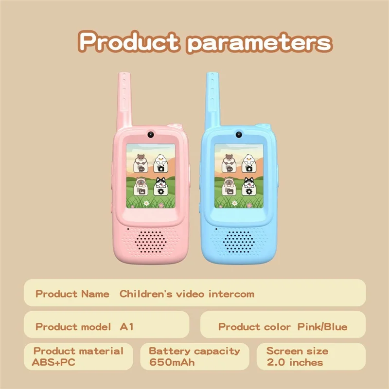 A1 Ricetrasmettitore Video per Bambini Senza Rete, Regalo con Chiamata HD, Cambio Voce e Condivisione Foto - Rosa / Blu
