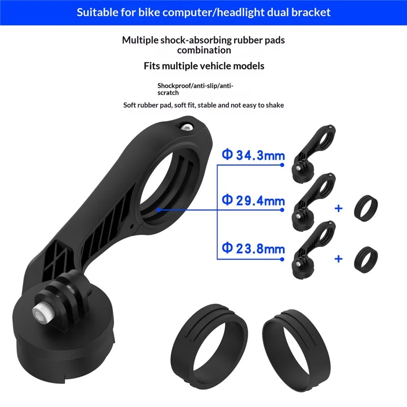 Support pour ordinateur de vélo compatible avec Garmin Combo, support rallonge, adaptateur, caméra et lumière