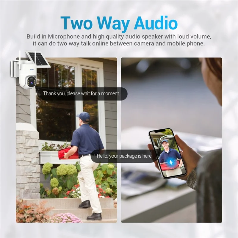 ESCAM QFS71 3MP Wireless Solar Security Camera PIR Alarm Two-Way Audio Night Vision Camera with 4G Virtual SIM Card