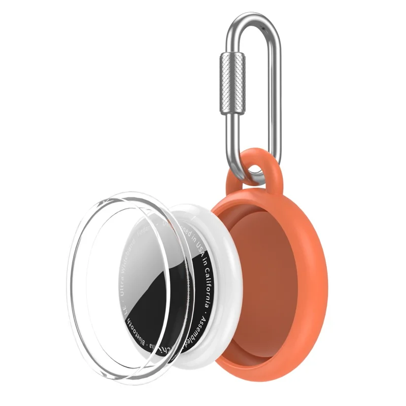 CT30 For Apple AirTag Anti Drop TPU Case IPX8 Waterproof Protective Cover with Carabiner - Orange