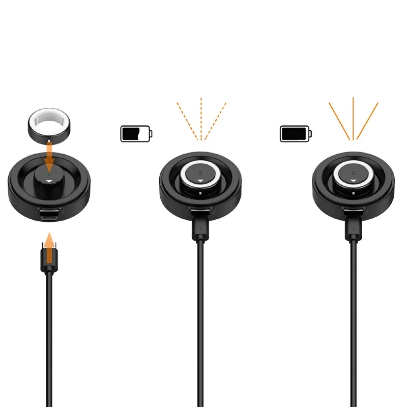 Беспроводное зарядное устройство для OURA Ring Gen 4 (размер 5) с USB-кабелем, портативное зарядное устройство для умного кольца — черное