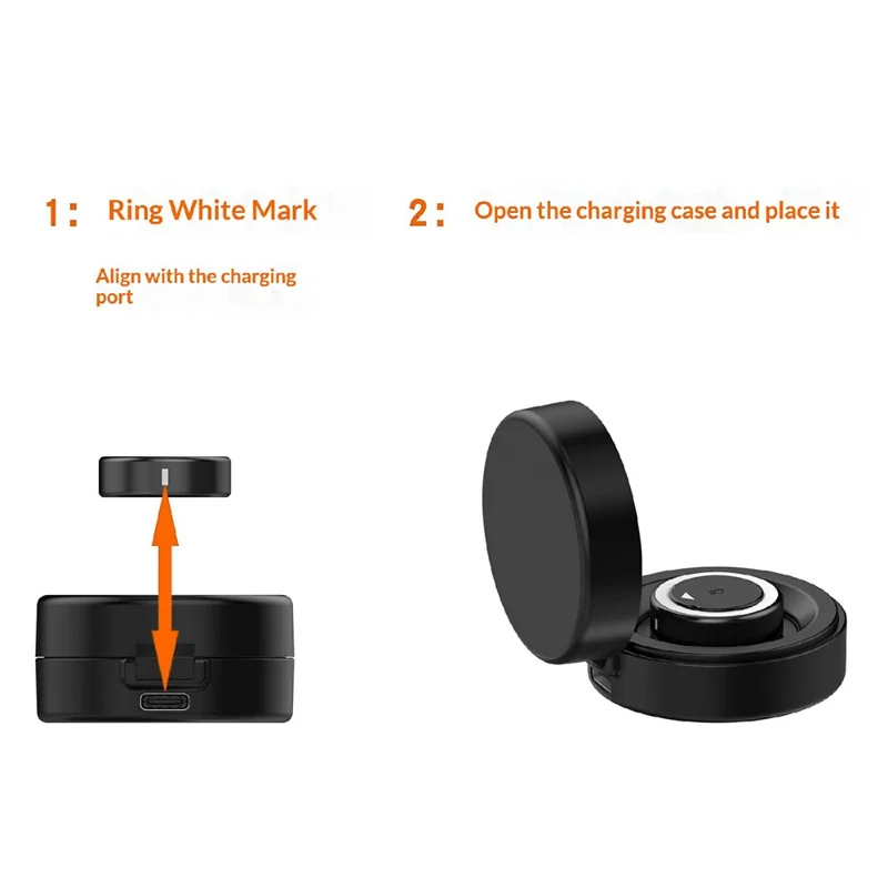 XY-153 For OURA Ring 4 (Size 7) Wireless Charging Case with USB Cable Smart Ring Portable Charger - Black