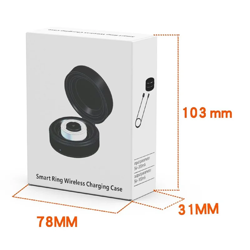 XY-153 For Oura Ring 4 (Size 15) Wireless Charging Case with USB Cable Smart Ring Portable Charger - Black