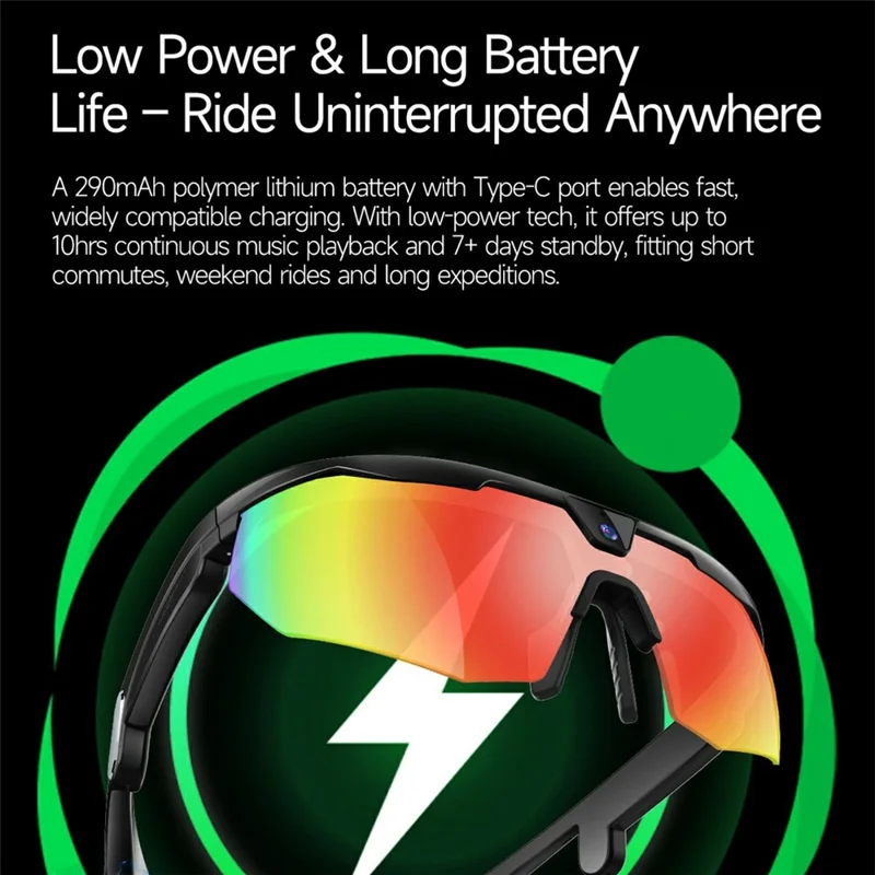 W640 8MP Camera Multi-function AI Real Time Translation Smart Glasses ENC Noise Reduction Hands-free Calling Eyeglasses - Black Frame+Black Lens