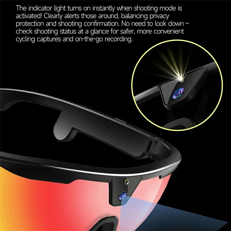 W640 8MP Camera Multi-function AI Real Time Translation Smart Glasses ENC Noise Reduction Hands-free Calling Eyeglasses - Black Frame+Black Lens