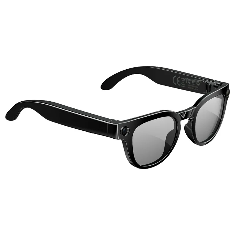 MT3 8MP Camera Smart Glasses IP65 Waterproof AI Translation Glasses Noise Reduction Hands-free Calling Eyewear - Black+Glossy