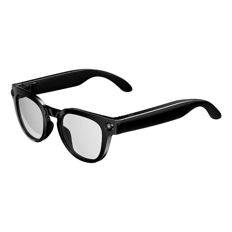 MT3 8MP Camera Smart Glasses IP65 Waterproof AI Translation Glasses Noise Reduction Hands-free Calling Eyewear - Black+Glossy