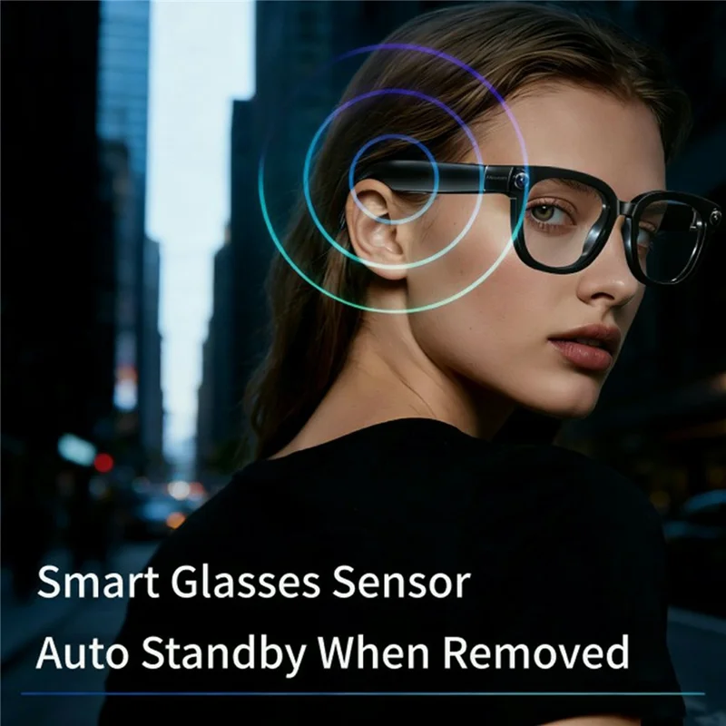 Occhiali Smart AI6 con Fotocamera 13MP 4K, Traduzione in Tempo Reale, Controllo Vocale con Lenti Auto-Cromatiche - Nero