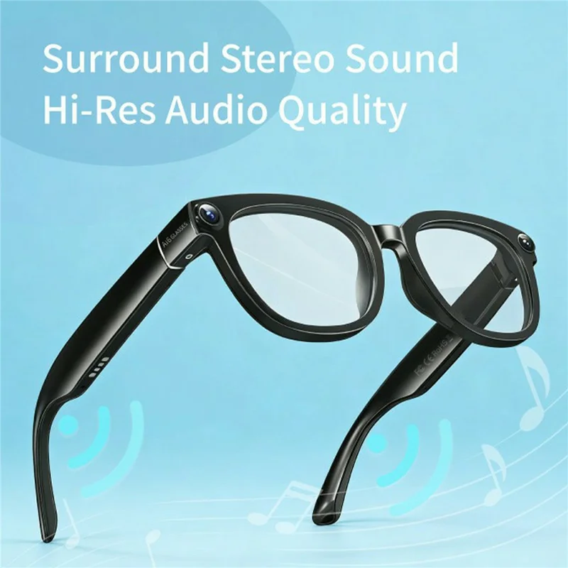 Occhiali Smart AI6 con Fotocamera 13MP 4K, Traduzione in Tempo Reale, Controllo Vocale con Lenti Auto-Cromatiche - Nero