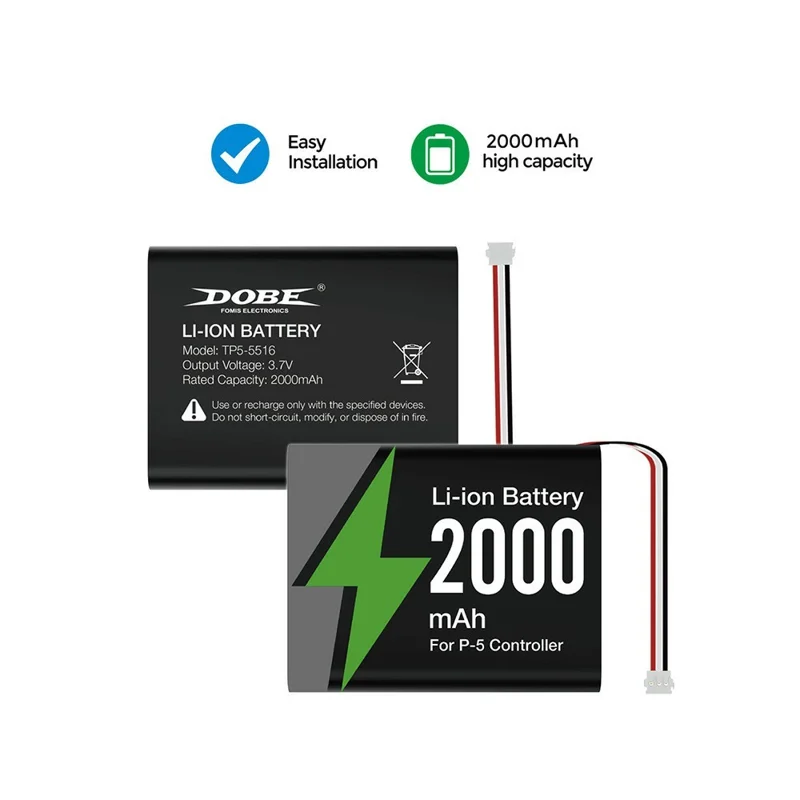 DOBE FOMIS ELECTRONICS TP5-5516 pour manette de jeu Sony PlayStation 5 Batterie de remplacement Li-ion 2000 mAh avec tournevis