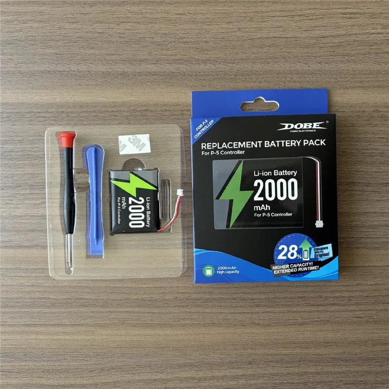 DOBE FOMIS ELECTRONICS TP5-5516 pour manette de jeu Sony PlayStation 5 Batterie de remplacement Li-ion 2000 mAh avec tournevis