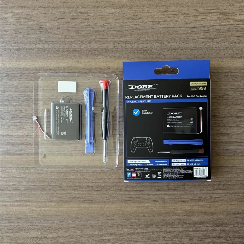 DOBE FOMIS ELECTRONICS TP5-5516 pour manette de jeu Sony PlayStation 5 Batterie de remplacement Li-ion 2000 mAh avec tournevis