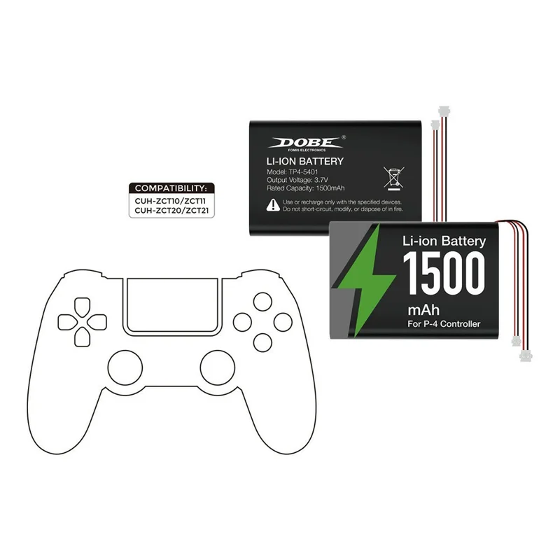 DOBE FOMIS ELECTRONICS TP4-5401 For Sony PlayStation 4 Game Controller 1500mAh Li-ion Battery Replacement with Screwdriver Set