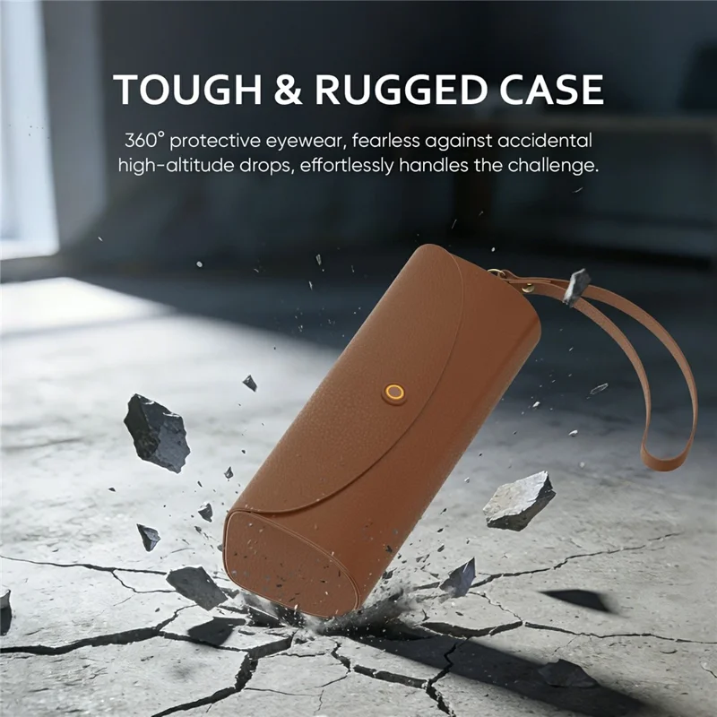 For Ray-Ban Meta Smart Glasses Charging Case PU Leather Portable Storage Box with 3500mAh Battery - Black  /  Brown  /  Blue