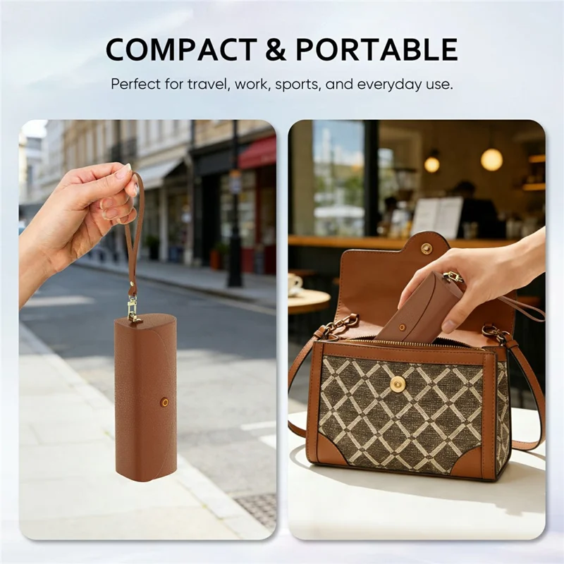 For Ray-Ban Meta Smart Glasses Charging Case PU Leather Portable Storage Box with 3500mAh Battery - Black  /  Brown  /  Blue