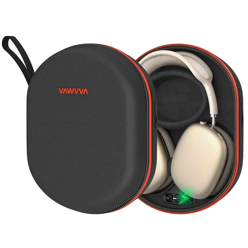 Smart Charging Case for AirPods Max 1st & 2nd Generation 5000mAh Magnetic Wireless Charger EVA Hard Shell Protective Storage Box
