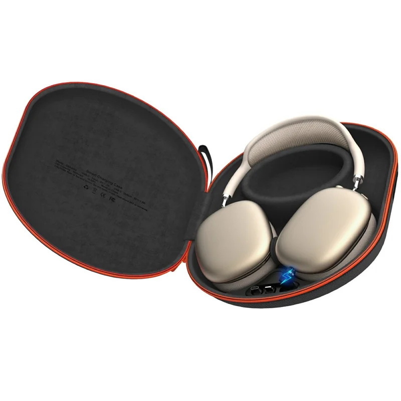 Smart Charging Case for AirPods Max 1st & 2nd Generation 5000mAh Magnetic Wireless Charger EVA Hard Shell Protective Storage Box