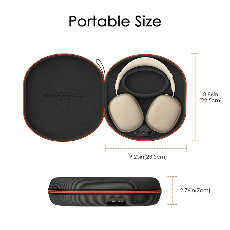 Smart Charging Case for AirPods Max 1st & 2nd Generation 5000mAh Magnetic Wireless Charger EVA Hard Shell Protective Storage Box