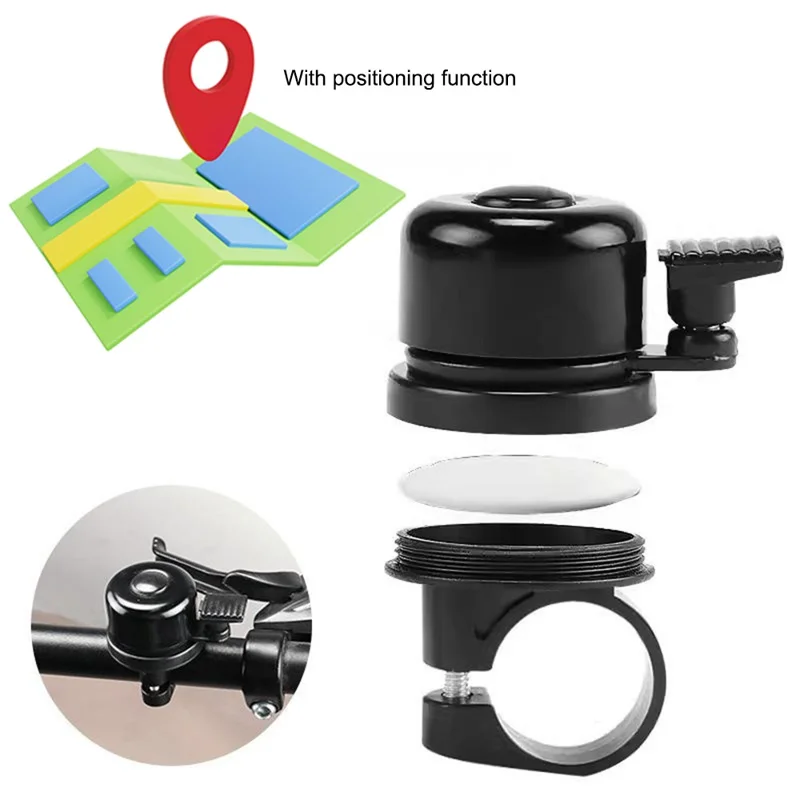 Bicycle Bell Locator Holder for Apple AirTag , Anti-Lost GPS Locator Tracker for 21-23mm Handlebar - Black