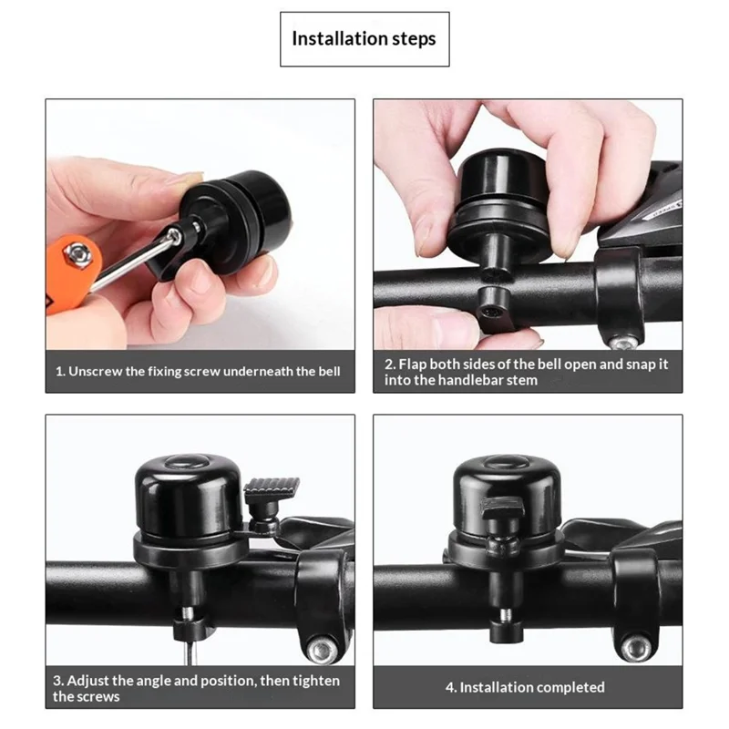 Bicycle Bell Locator Holder for Apple AirTag , Anti-Lost GPS Locator Tracker for 21-23mm Handlebar - Black