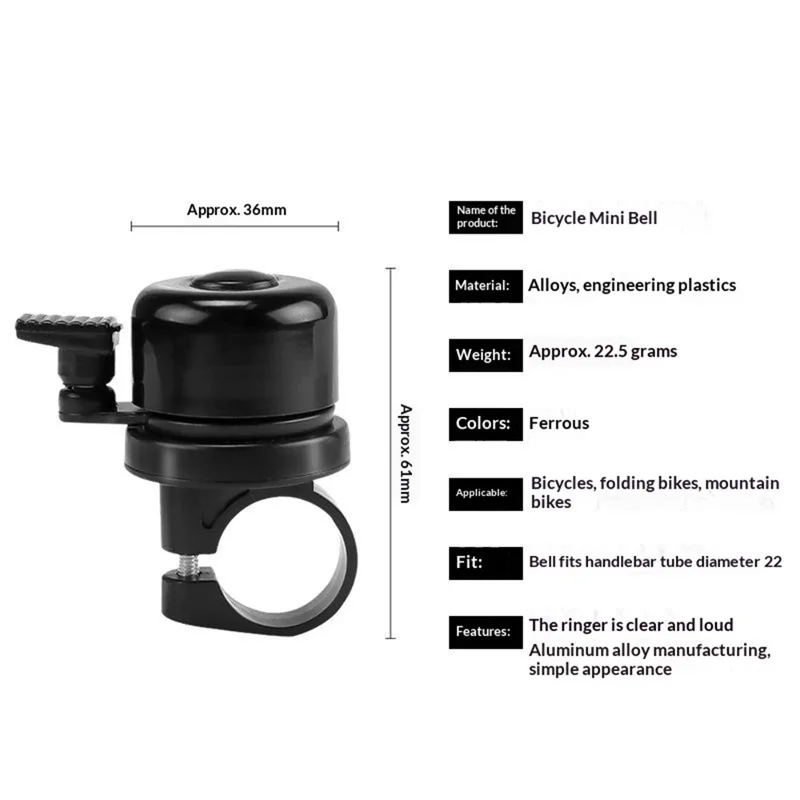 Bicycle Bell Locator Holder for Apple AirTag , Anti-Lost GPS Locator Tracker for 21-23mm Handlebar - Black