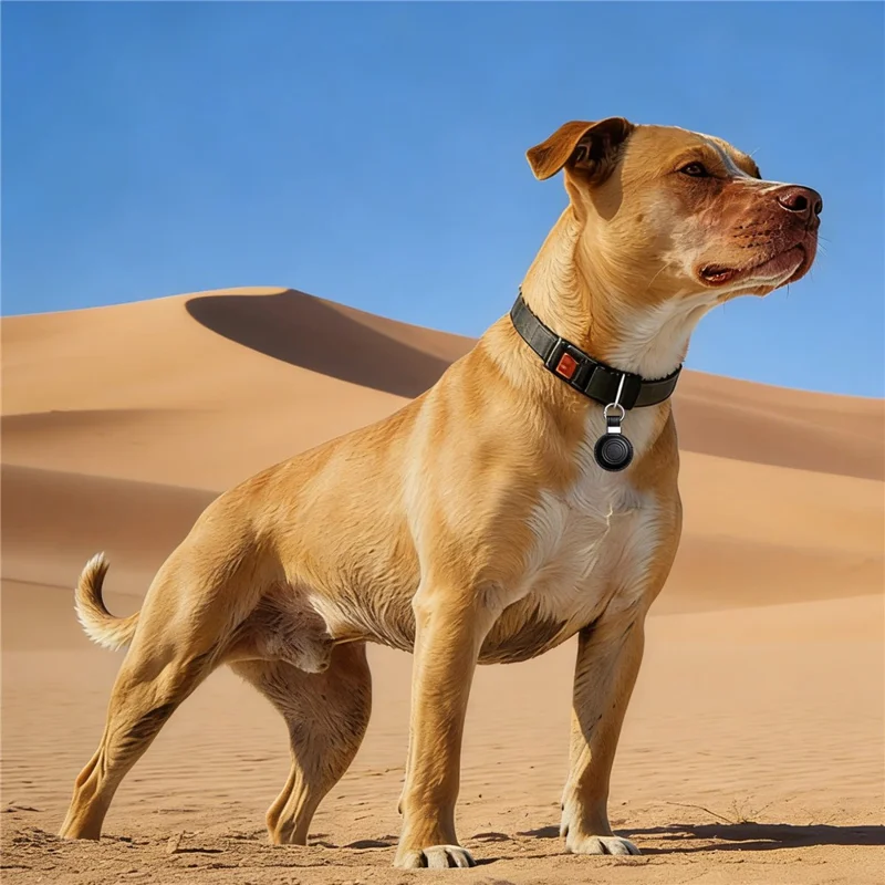 For Apple AirTag Tracker PU Leather Case Round Protective Cover with Metal Hook - Brown