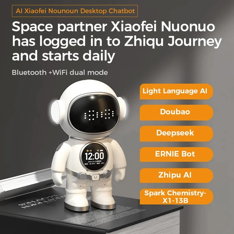 BOWAI OBC8 AI Smart Robot Desktop Companion Bluetooth-compatible WiFi Voice Chat Learning Assistant with LED Display - White