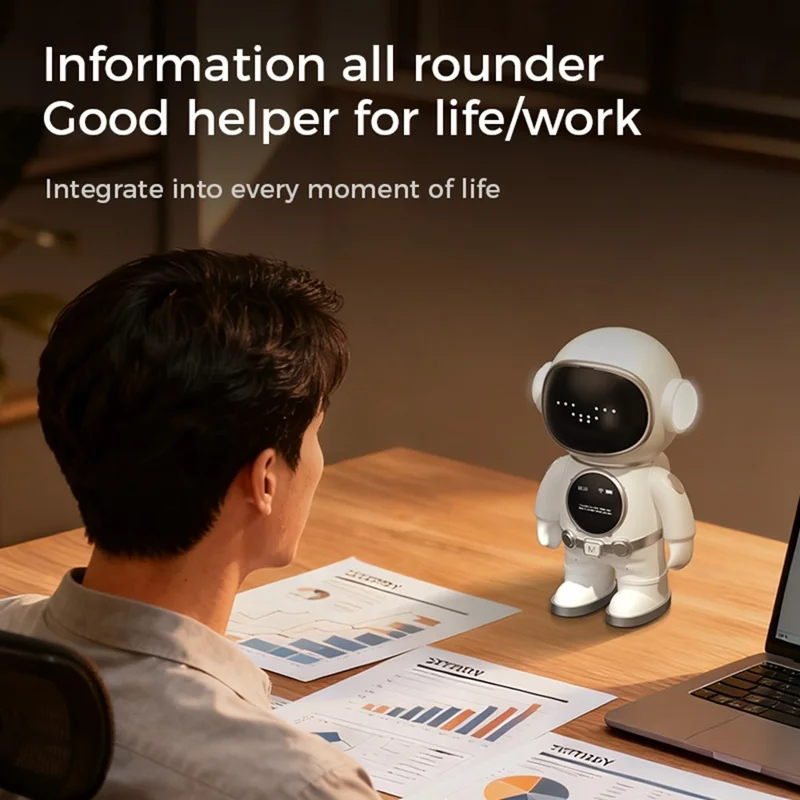 BOWAI OBC8 AI Smart Robot Desktop Companion Bluetooth-compatible WiFi Voice Chat Learning Assistant with LED Display - White