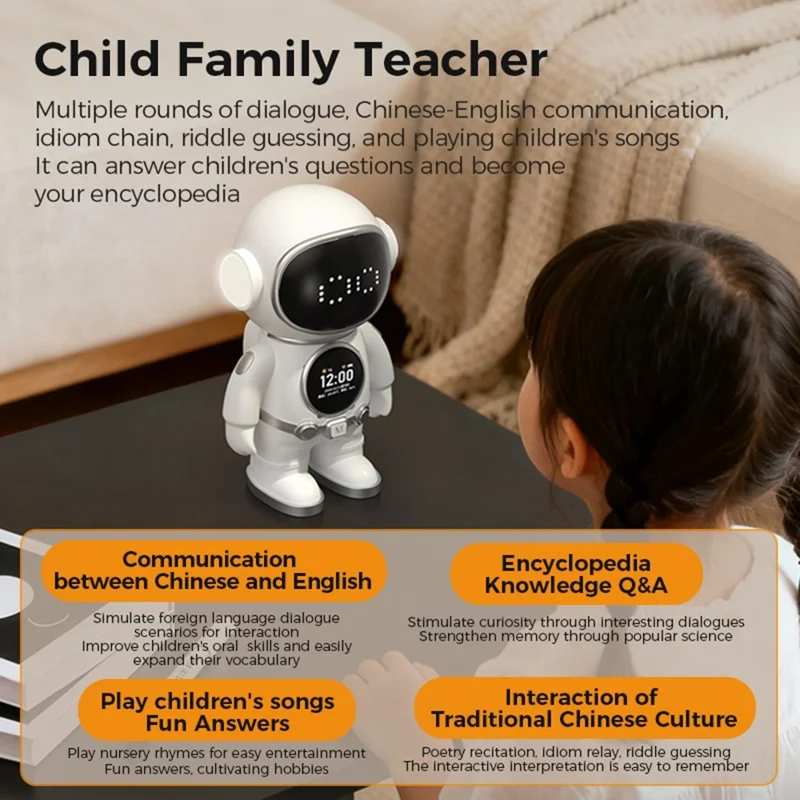 BOWAI OBC8 AI Smart Robot Desktop Companion Bluetooth-compatible WiFi Voice Chat Learning Assistant with LED Display - White