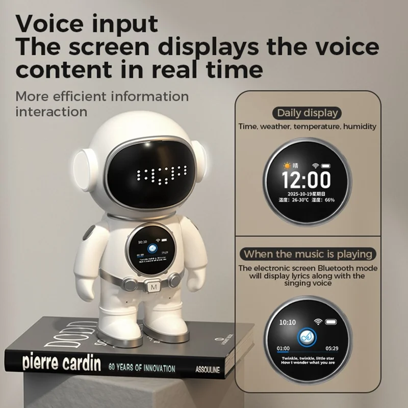 BOWAI OBC8 AI Smart Robot Desktop Companion Bluetooth-compatible WiFi Voice Chat Learning Assistant with LED Display - White