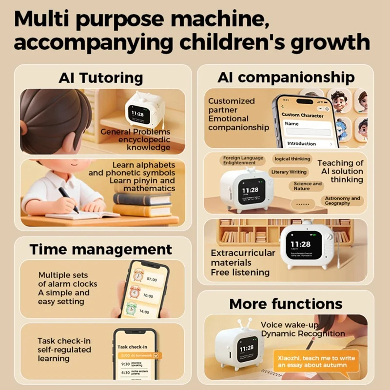 DSC30 AI Robot Smart Voice Assistant TV Design WiFi GPT Chatbot for Education Learning - White