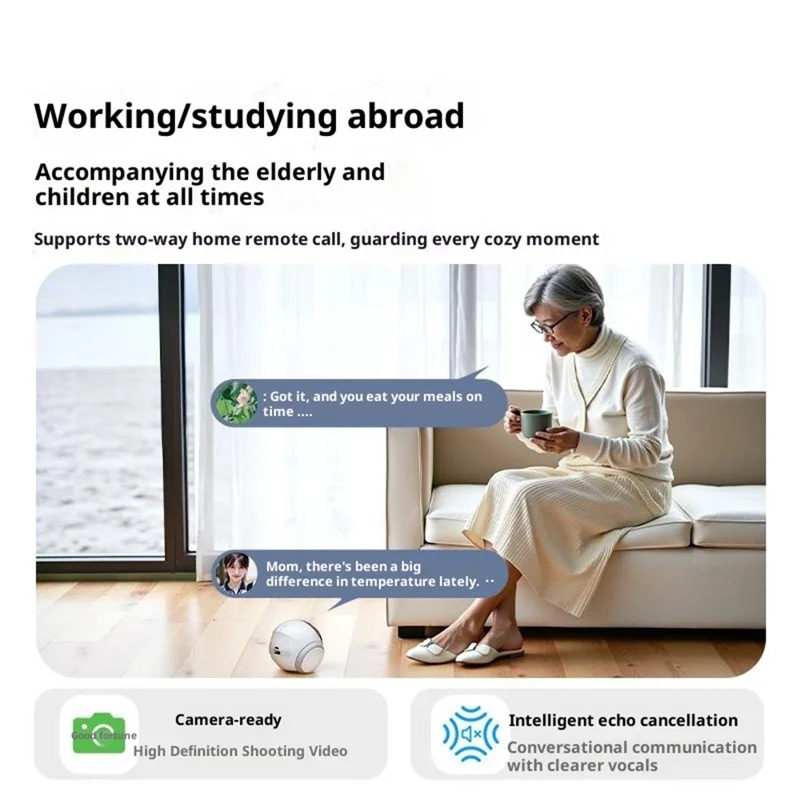 S1 Smart Home Robot Pet Camera 1080P Night Vision Auto Patrol Elderly Kids Tracking Camera - White