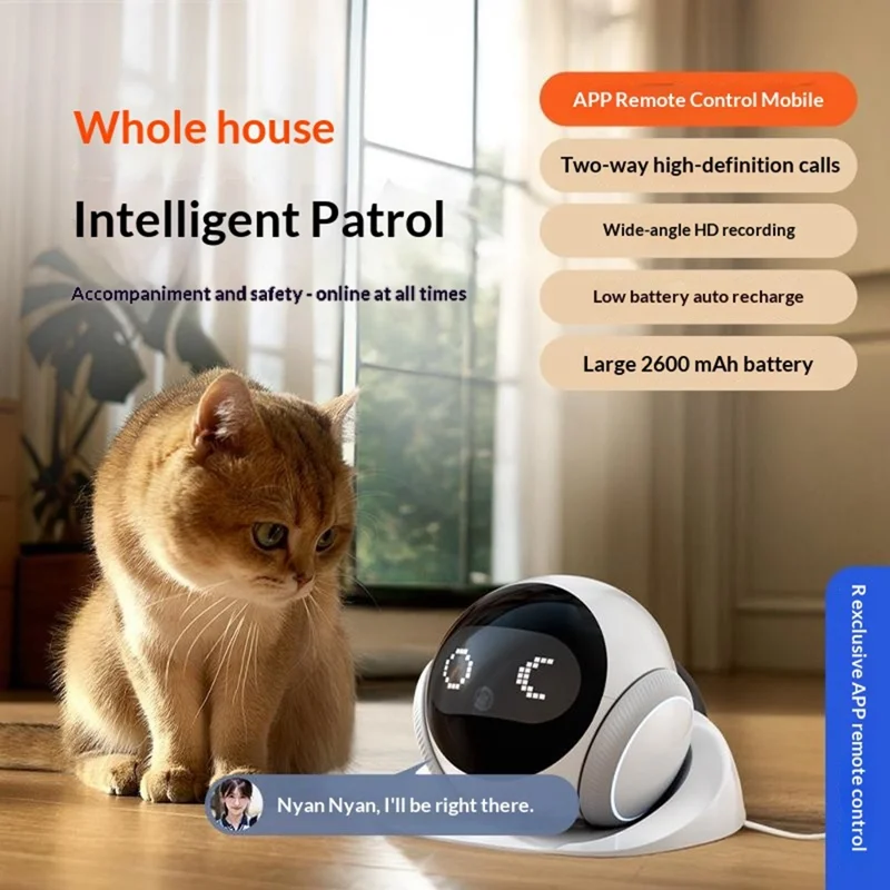 S1 Smart Home Robot Pet Camera 1080P Night Vision Auto Patrol Elderly Kids Tracking Camera - White